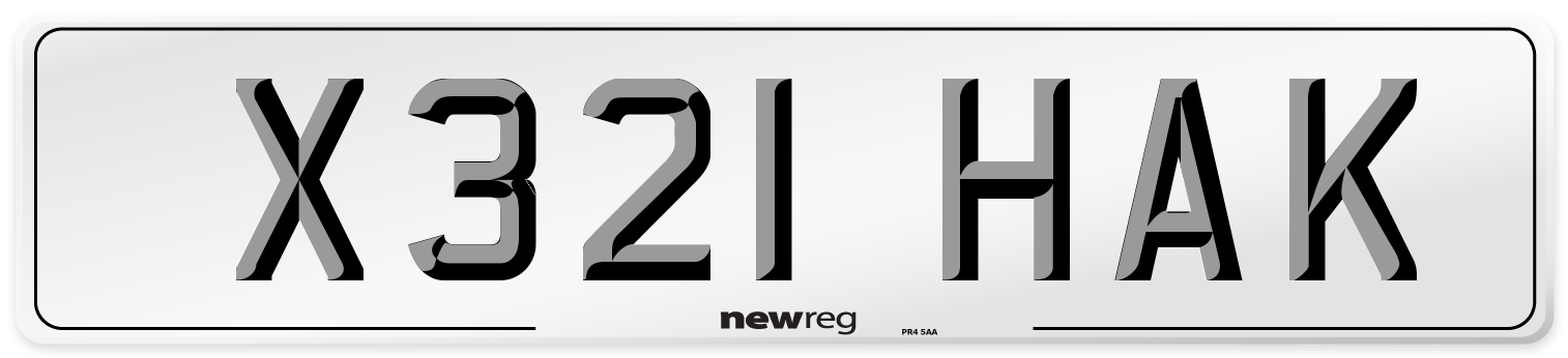 X321 HAK Number Plate from New Reg